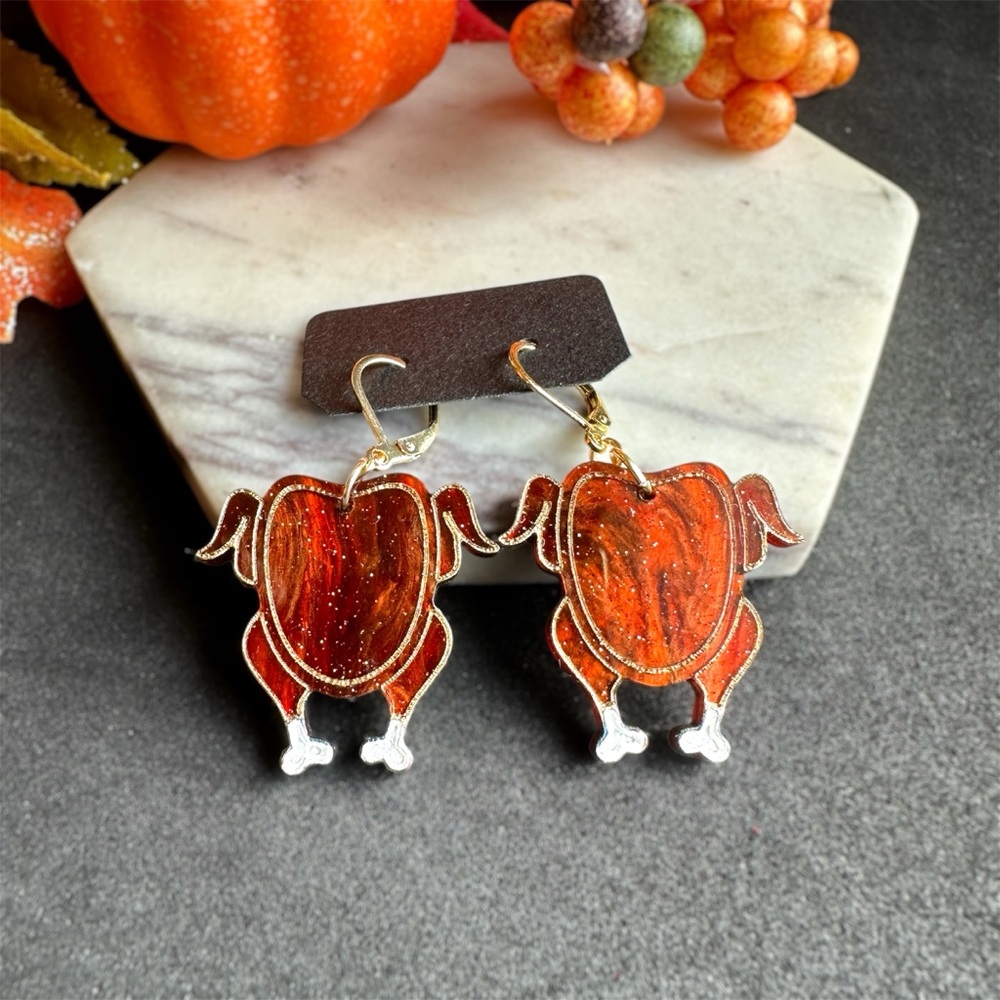 Turkey Dinner Earrings Unique Thanksgiving Jewelry